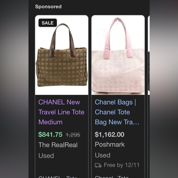 Authentic Rare Chanel Tote Bag New Travel Line Nylon Olive Green Women's Bag - Picture 2 of 11